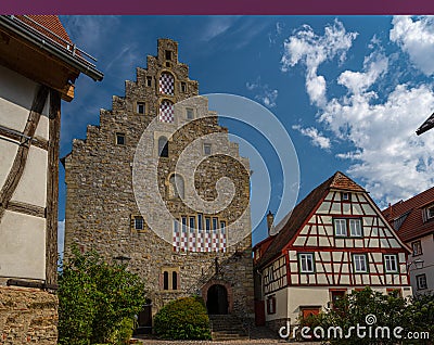 The historic stone house built in 1200ÃŸ in Bad Wimpfen. Neckar Valley, Kraichgau, Baden-WÃ¼rttemberg, Germany, Europe Editorial Stock Photo